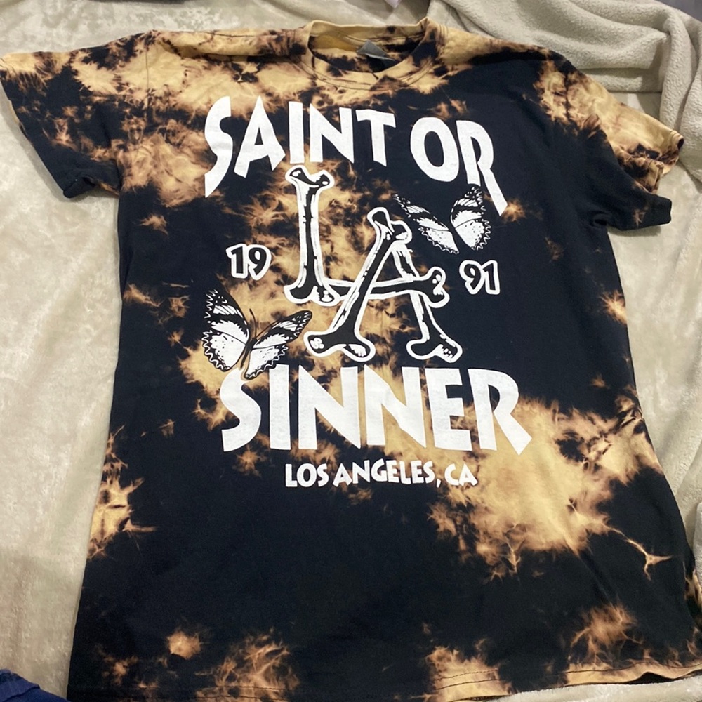 black and bleach tye dye t shirt